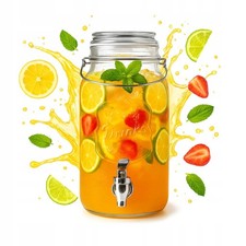 4-Liter-Glasbeh&auml;lter mit Zapfhahn f&uuml;r Limonade, Saft, Wasser,Wasserspender,Grill