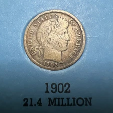 1902 P Barber Liberty Dime  Better Coin