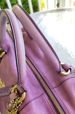 Coach 12949 MEDIUM Madison Sabrina Distressed Purple Leather
