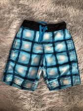 Boys Wave Zone Swim Short Swim Trunks Blue Black Geometric Size XS