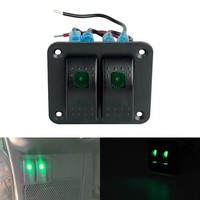 FüR Auto Marine Boot Rv 2 Fach Kippschalter Panel Ein Aus 12V 24V Aluminium GrüN