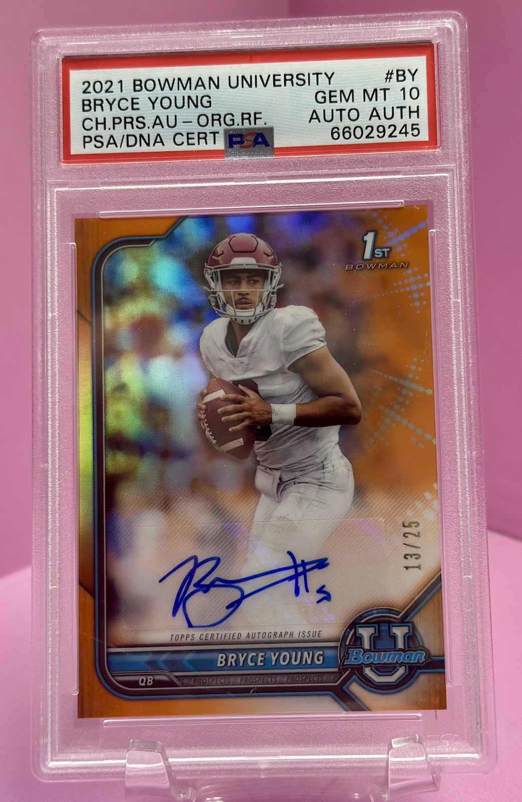 2021 Bowman University Bryce Young RC Auto First PSA 10 Alabama Carolina /25