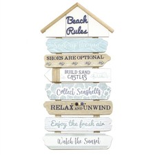 Beach Rules Wooden Sign Nautical Wall Art Coastal Decor Plaque 50.5cm