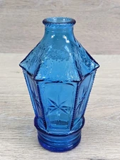 Vintage WHEATON GLASS Fire Extinguisher Bottle Blue Hexagon Lantern With Stars 