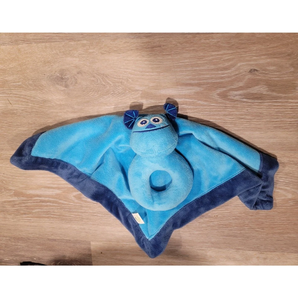 Disney Monsters Inc Sulley Azul Bebé Manta de Seguridad Lovey Sonajero Anillo Sully Foto 4 de 4