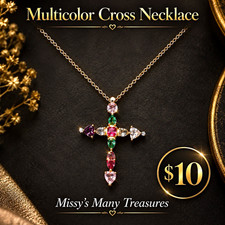 Missy’s Many Treasures Multicolor Crystal Cross Pendant Necklace