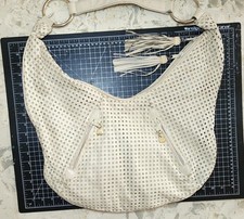 Pre loved BRIC’S Milano Cream Perforated Leather Hobo Bag w/ Gold Ring Hardware