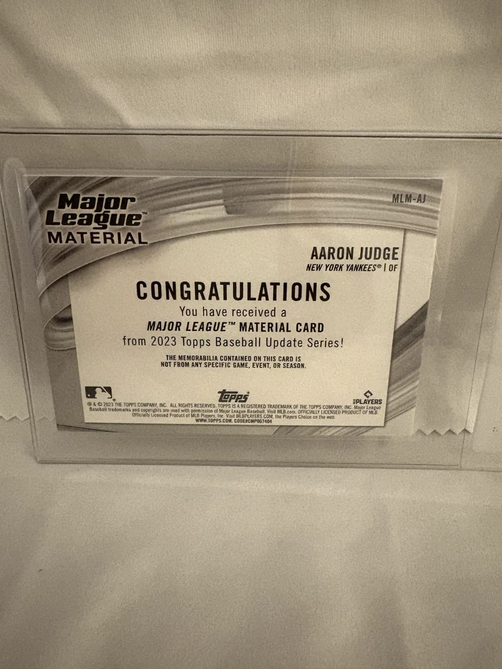 2024 Topps Update Series - Major League Material Aaron Judge #MLMU-AJ (MEM) - Image 2 of 2