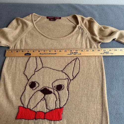 Comptoir Des Cotonniers Wool Blend French Bulldog Sweater S Tan Whimsy Kitsch - Picture 9 of 14