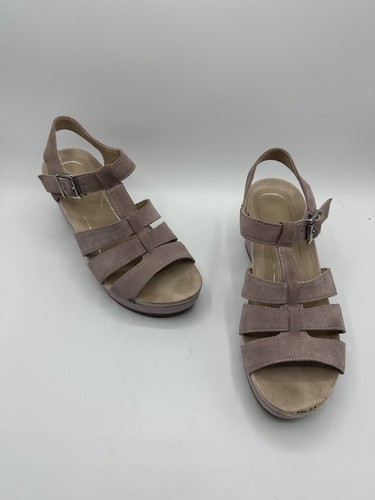 Vionic Hoola Size 9 Platform T Strap Sandals Tawny Mauve Lilac Orthotic Wedge - Picture 2 of 18