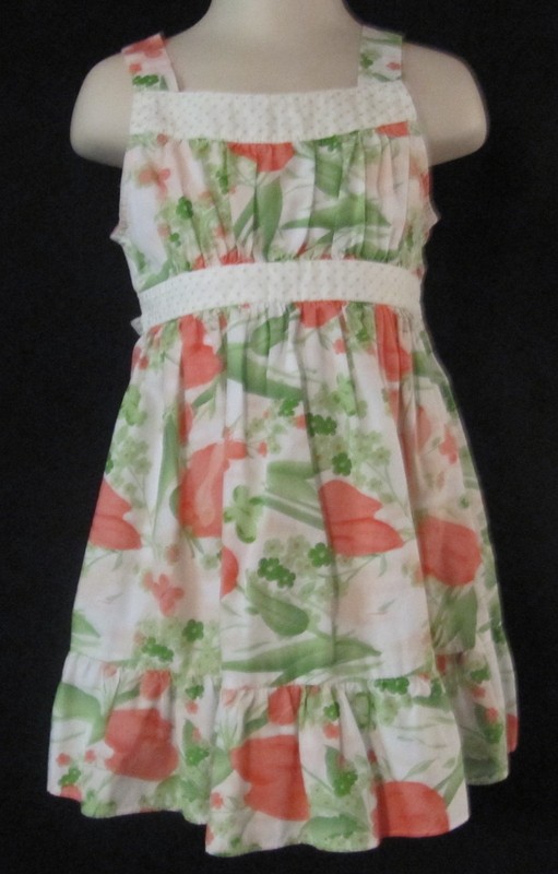 Sweet Heart Rose Sleeveless White Dress with Flowers and Polka Dots Size 3T