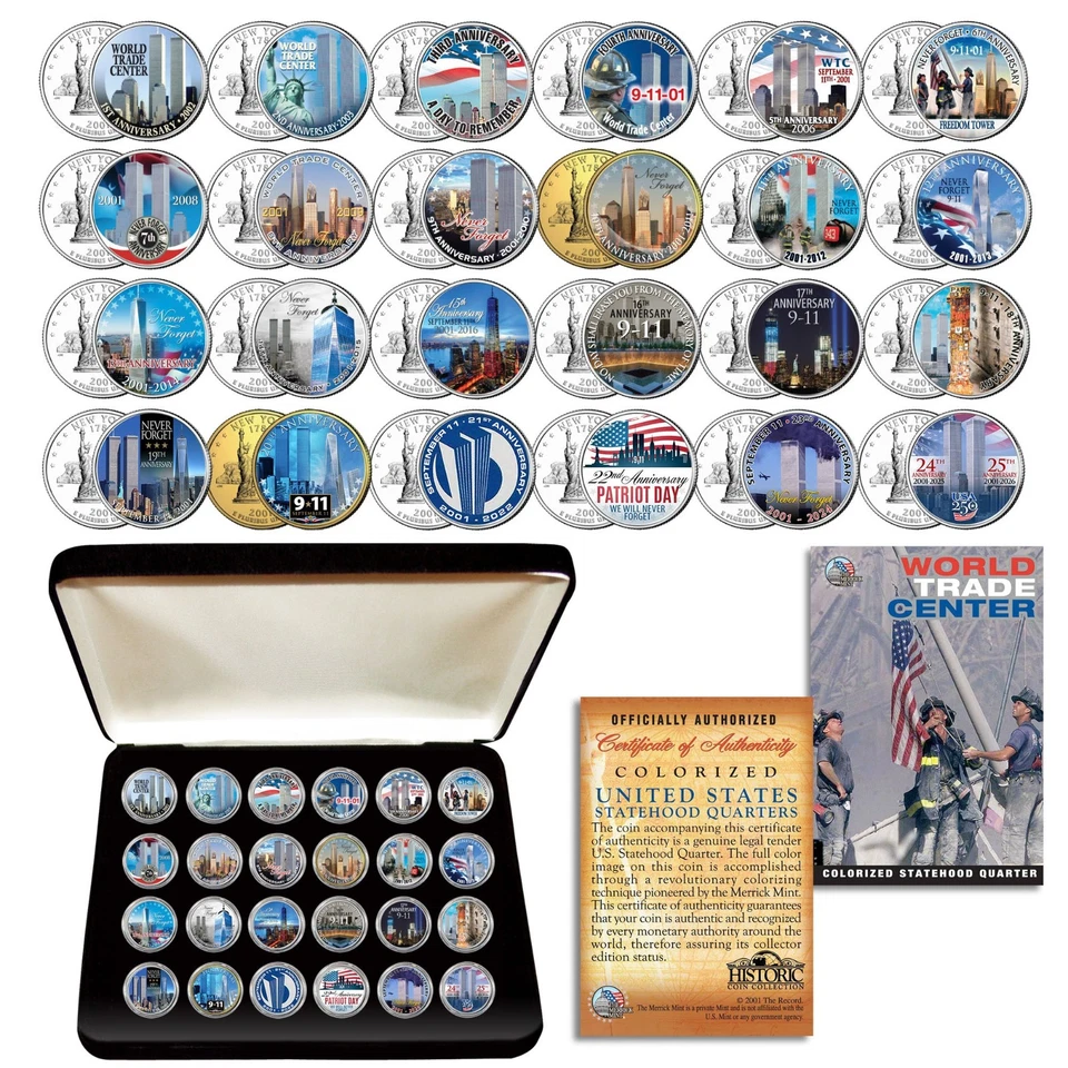 * COMPLETE SET * WTC 9/11 MINT NEW YORK STATE Quarter 24-Coin Set w/BOX - USA250 - Image 3 of 3