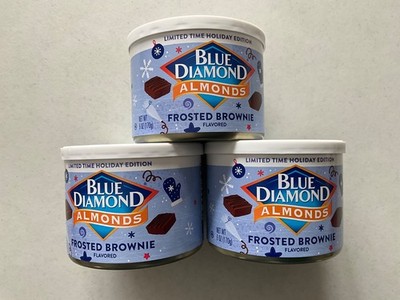 Lot 3-Blue Diamond Holiday Frosted Brownie Flavored Sweet Snack Nut Almonds