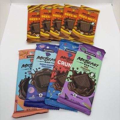 9 Mr Beast Feastables 2.1 oz Chocolate Bars Deez  Nuts Variety Expired Dates