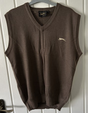 Slazenger Men Brown  Sport Golf Vest Sleeveless Jumper Size M  / 40" Chest