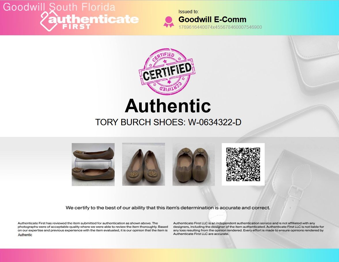 Authentic Tory Burch Womens Brown Leather Slip-On Round Toe Ballet Flats Sz 6 M thumbnail 2