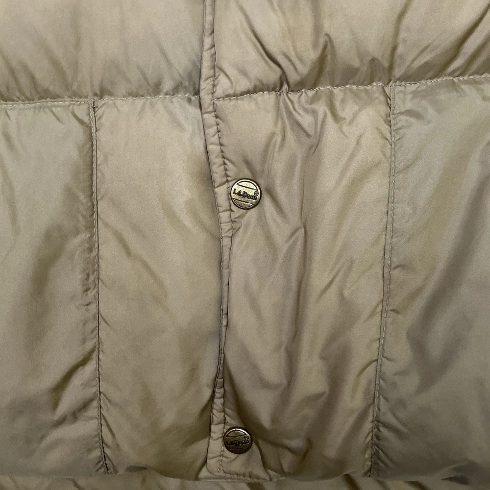 LL Bean Men's Vintage 90s Goose Down Filled Nylon Snap Puffer Vest Large Beige - Image 3 of 4