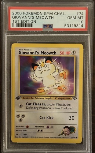Giovanni's Meowth (1st Edition) graded PSA 10 for sale on eBay