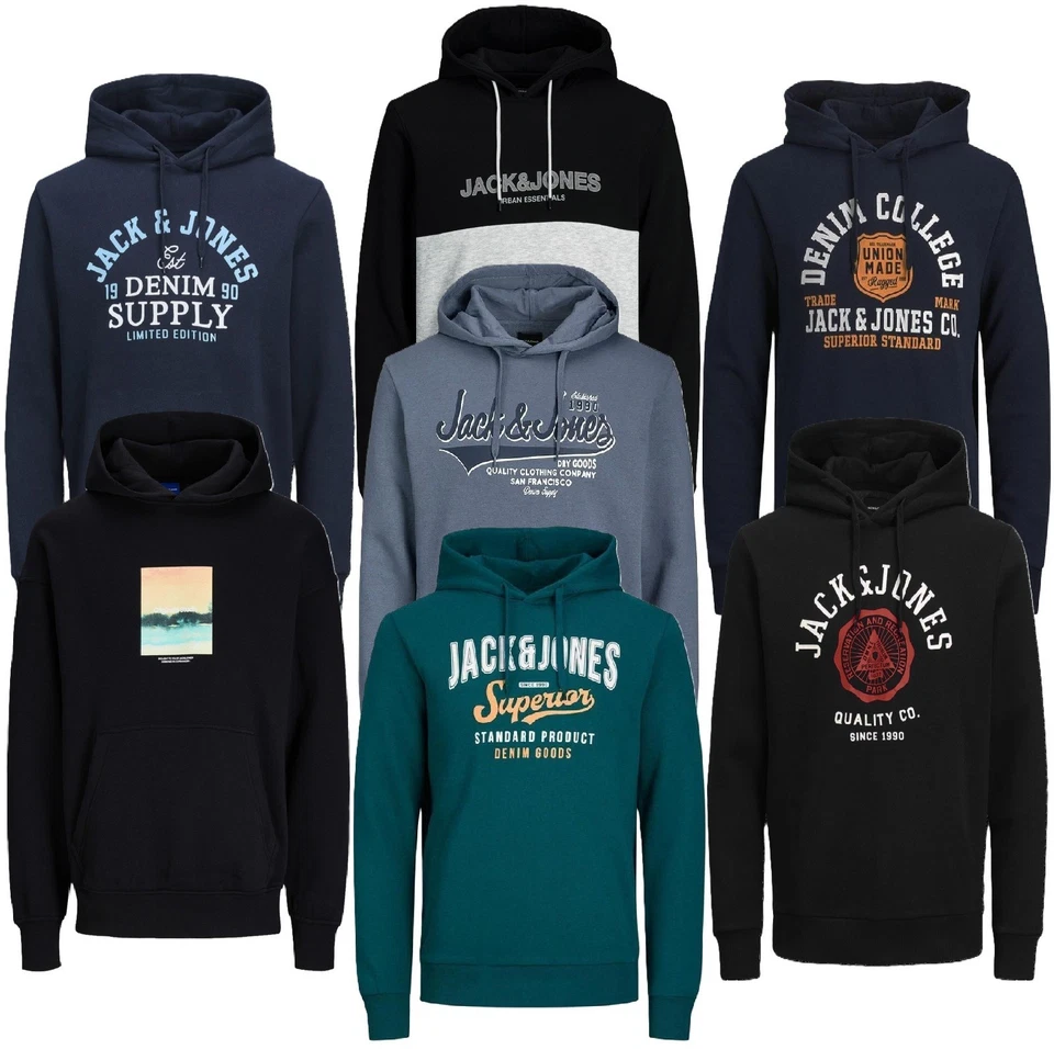 JACK & JONES Jack Jones felpa con cappuccio uomo felpa maglietta giacca uomo taglie forti 3xl