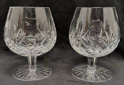 Vintage Waterford Crystal  Lismore  Brandy Snifters Set of 2 Signed Glasses