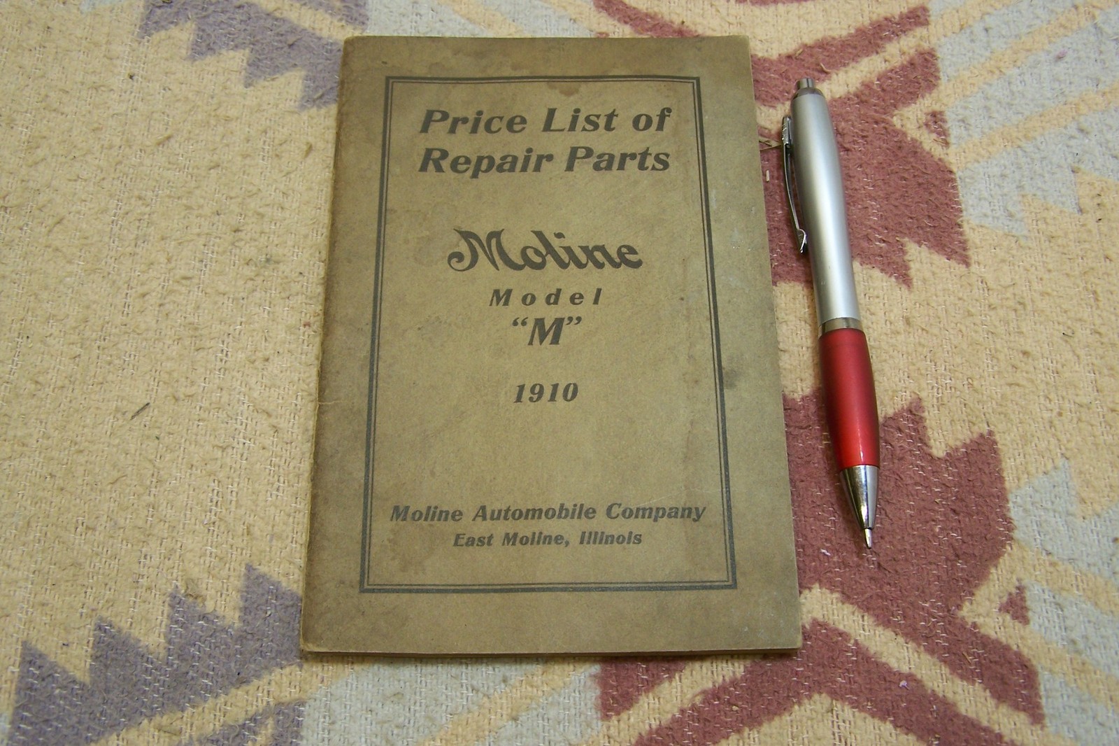 1910 MOLINE MOD. M CAR PRICE LIST REPAIR PARTS CATALOG MANUAL BROCHURE 30 PAGES