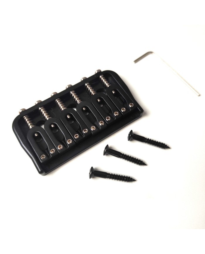 Chevalet fixe 6 cordes style Hipshot noir pour guitare électrique hardtail