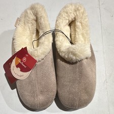 EverFoams Women's Beige Faux Fur Slip-On Slippers Cozy Winter Comfort