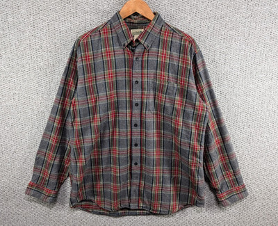 LL BEAN Herren Scotch Plaid Tartan Flanell Holzfäller Arbeit Button Down Hemd L