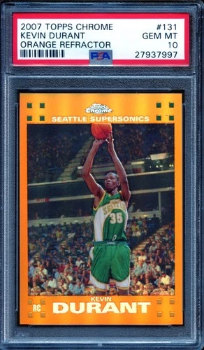 2007 Topps Chrome Kevin Durant #131 (Orange Refractor /199) - PSA 10 GEM MINT