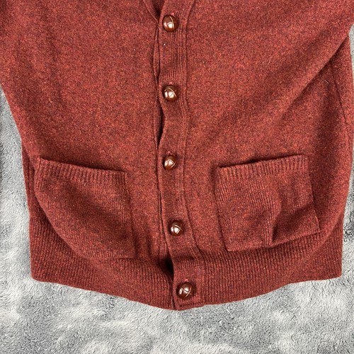 Vintage LL Bean Sweater Men's M Tall Orange Scotland Wool Knit Grandpa Cardigan - Picture 2 of 8
