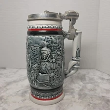 Vintage 1982 Avon Age of the Iron Horse Lidded Beer Stein Train Loco. Ceramic