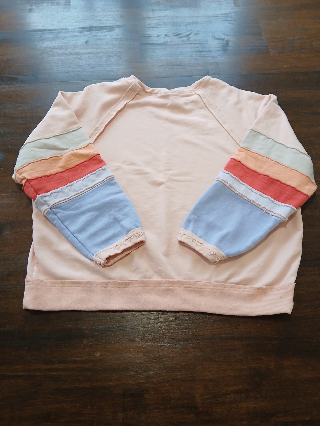EASEL Colorblock Raw Seams Patchwork Long Sleeve … - image 7