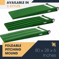 Upgrated Portable Baseball Pitching Mound W/Rubbe and Wheels, 80 x 28 x 6 Inches