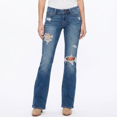 American Eagle Outfitters Jeans Womens 4L Blue Stretch Distressed Straight Leg