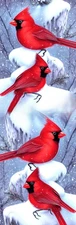 SNOWY WINTER CARDINALS BIRDS/FLOWERS,DOG,CAT, FAIRIES,BIRD-BOOKMARKS-WITH TASSEL