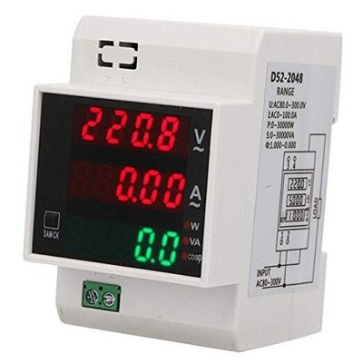 Digital Energy Meter, Multifunction Din Rail Power Meter AC100A KWH Meter with 