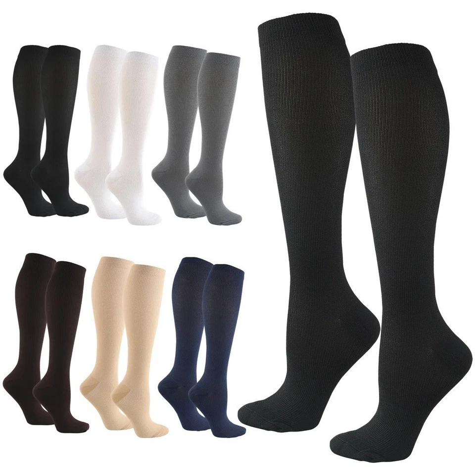 Compression Socks for Men Women Sports Running Travel Flight Varicose Vein Suprt - Image 1 of 4