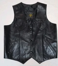 Mens Forastero Large Black Leather Vest