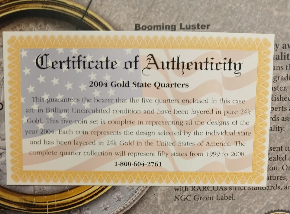 2004 Gold Edition State Quarter Collection 5 coin set   TP-10038 - Image 3 of 4
