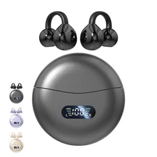 Clip on Earbuds Open Ear Wireless Bluetooth 5.4 Headphones with Mic,60H Play,...