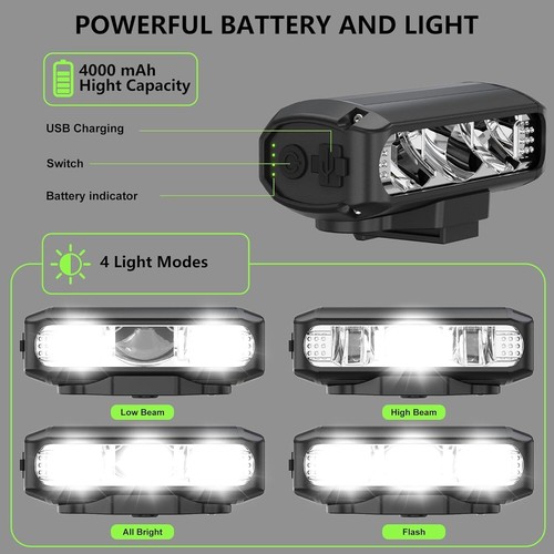 Faro anteriore bici super luminoso led luce bici USB ricaricabile impermeabile - Foto 13 di 17