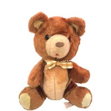 Dakin Fun Farm 1983 9" Vintage Teddy Bear Stuffed Animal Plush with Gingham Bow 