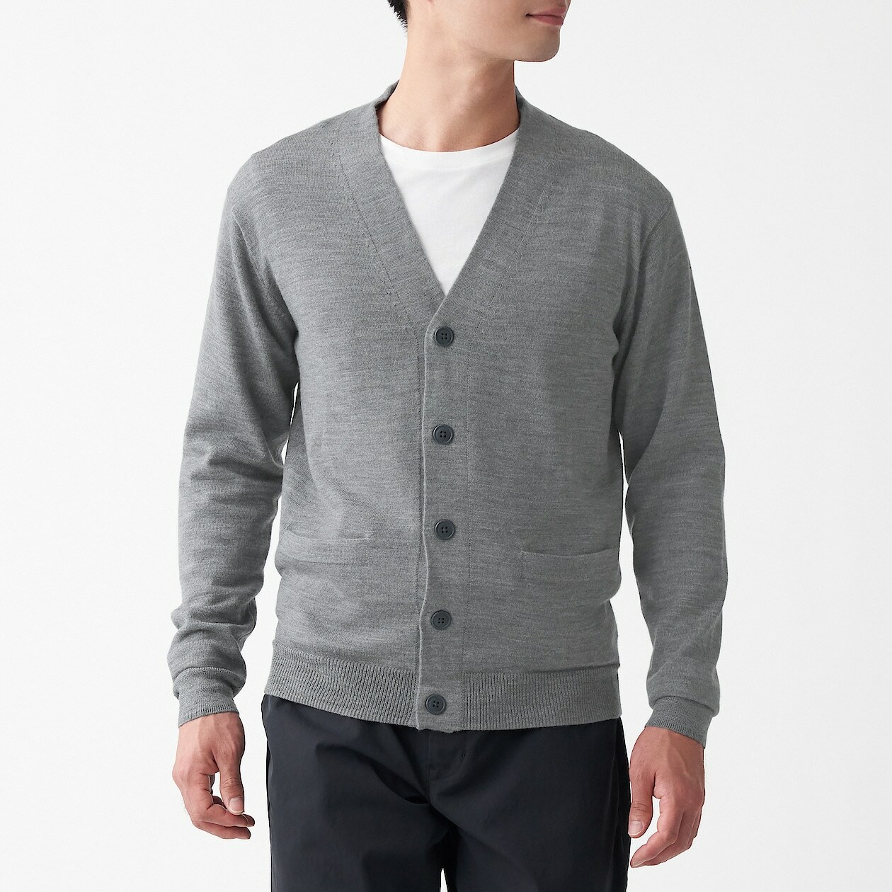 MUJI Men's Merino Wool Washable V-neck 