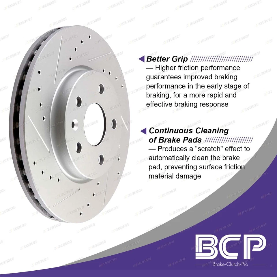 Front BCP Slotted Brake Rotors + Pads for GWM Ute Cannon Tank 300 2.0L 2020-On - image 3 of 4