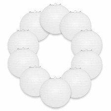Quasimoon BULK CASE 10" White Round Paper Lantern, Hanging Decorations, Even ...