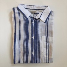 NWT Calvin Klein Jeans Men's Short Sleeve Blue Striped Button Front Shirt All Sz
