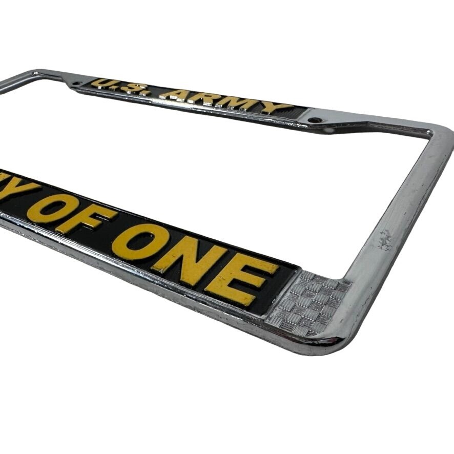 US ARMY License Plate Frame Chrome AN ARMY OF ONE Military Support