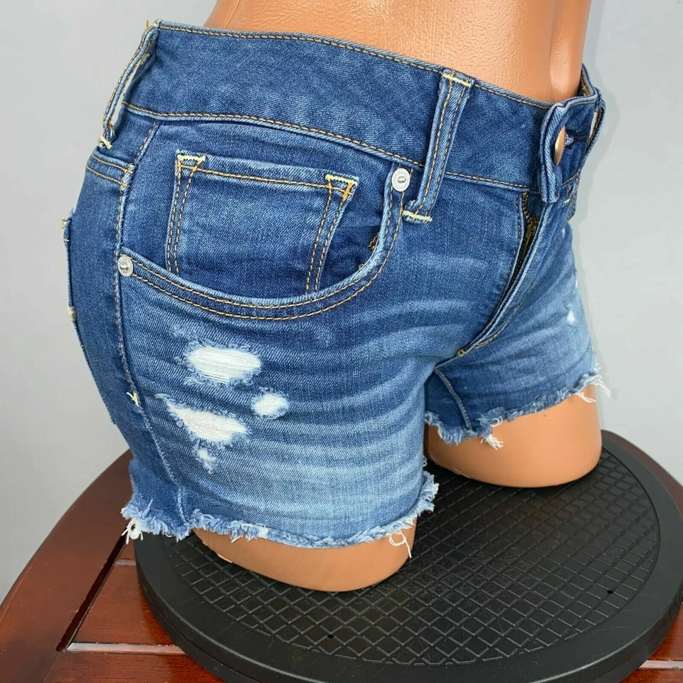American Eagle Super Stretch Midi Shorts Womens 2 Distressed NM - Image 2 of 4
