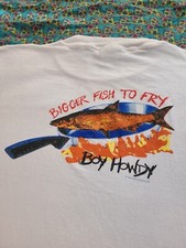 Vintage Boy Howdy Shirt Bigger Fish To Fry Size XL Band Tour Made In USA