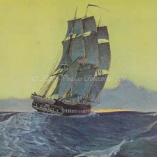 1952 John Hancock USS Constitution Old Ironsides Navy frigate photo art print ad